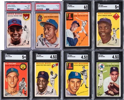 1954 Topps Baseball Complete Set (250) – Featuring Ernie Banks and Hank Aaron PSA-Graded Rookie Cards!